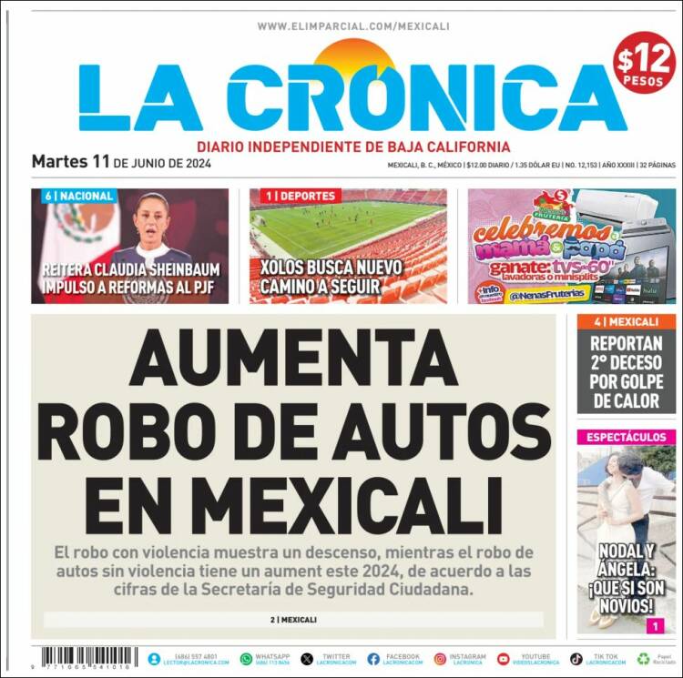 Portada de La Crónica de Baja California (M&eacute;xico)