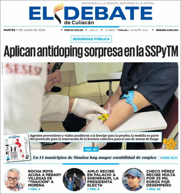 Portada de El Debate de Culiacán (M&eacute;xico)