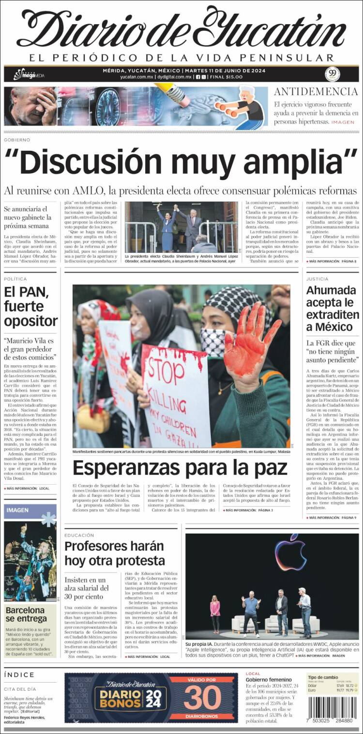 Portada de Diario de Yucatán (M&eacute;xico)
