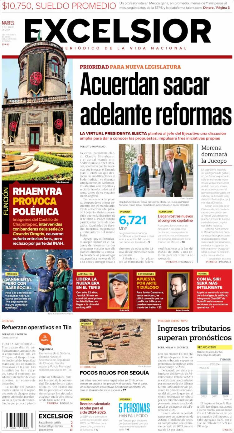 Portada de Excelsior (M&eacute;xico)