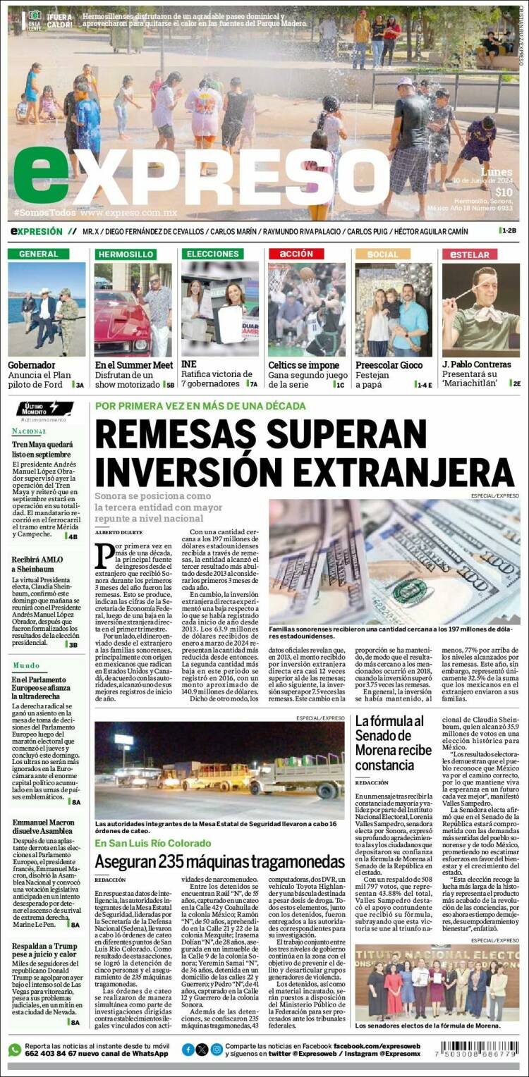 Portada de Expreso (M&eacute;xico)