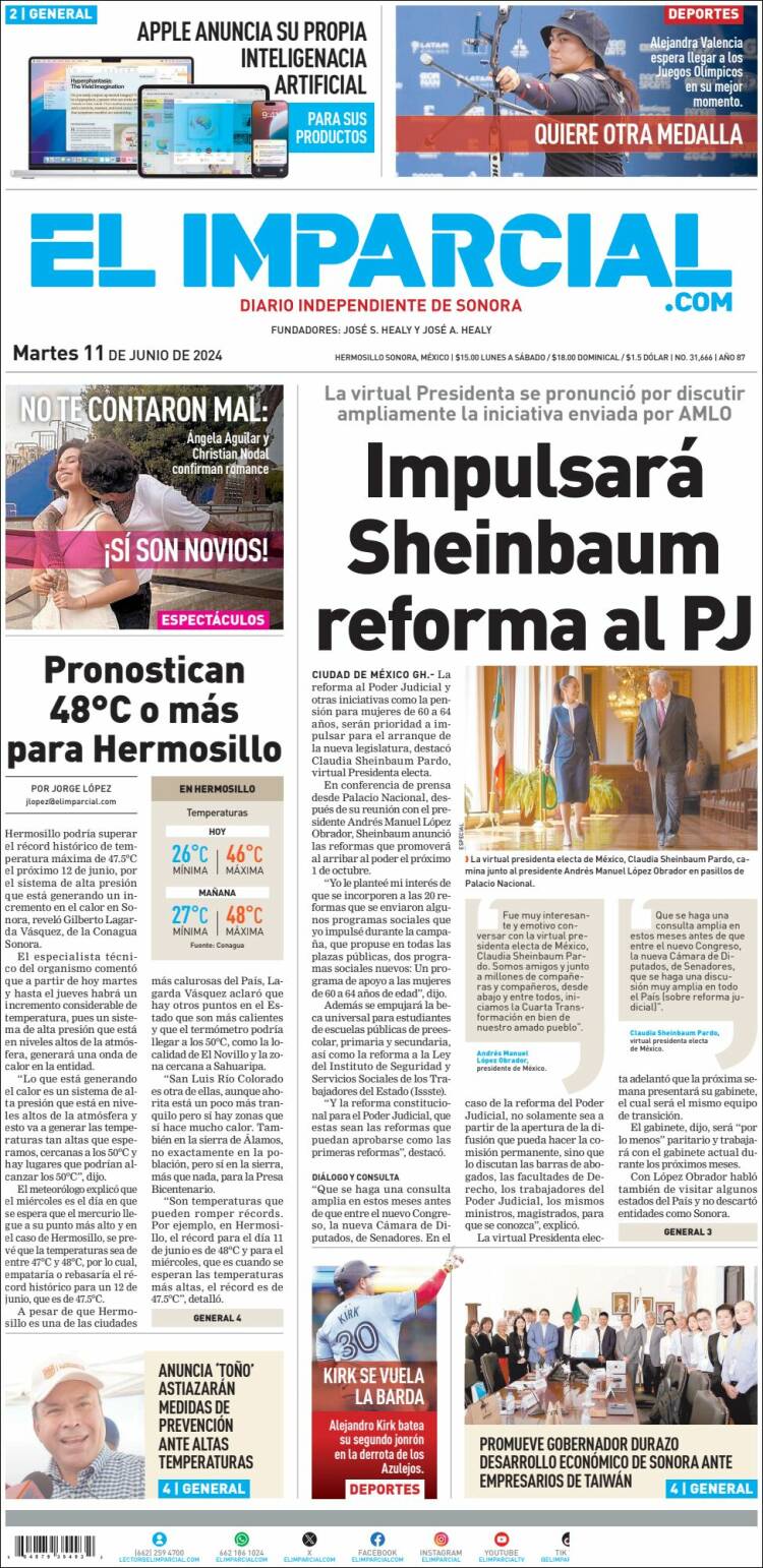 Portada de El Imparcial (M&eacute;xico)