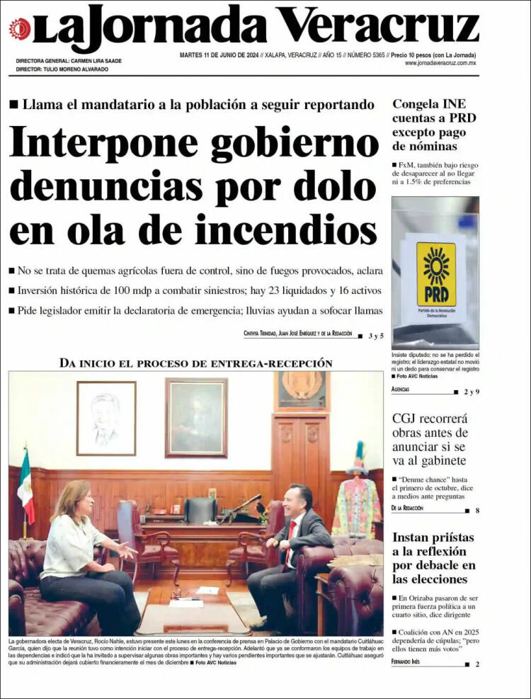 Portada de La Jornada Veracruz (M&eacute;xico)