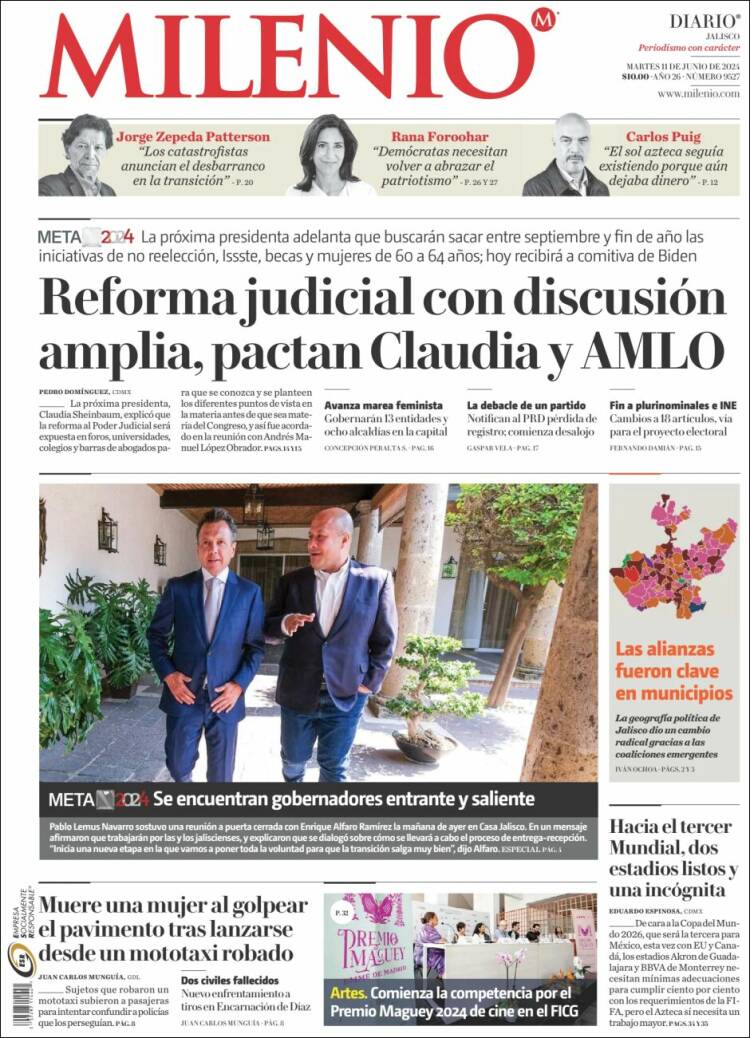 Portada de Milenio - Jalisco (M&eacute;xico)