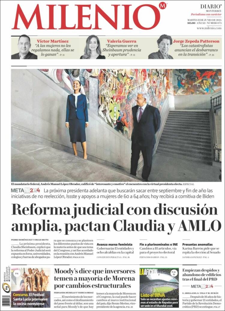 Portada de Milenio de Monterrey (M&eacute;xico)
