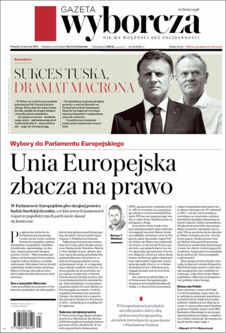 Portada de Gazeta Wyborcza (Polonia)