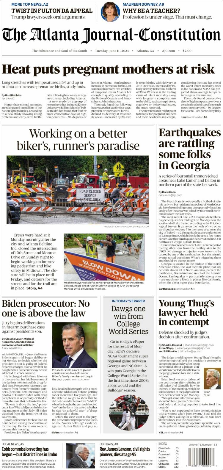 Portada de The Atlanta Journal-Constitution (USA)