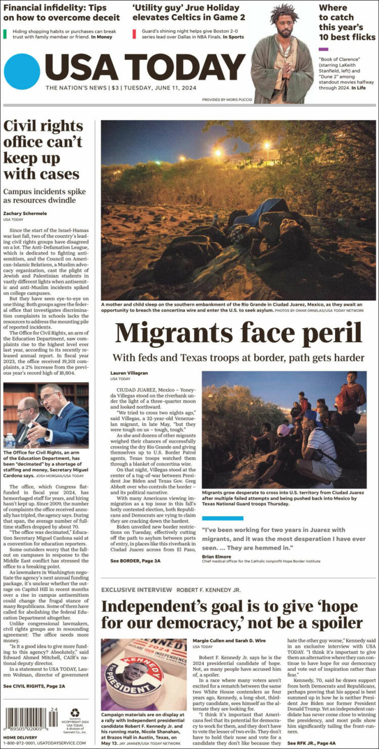 Portada de USA Today (USA)