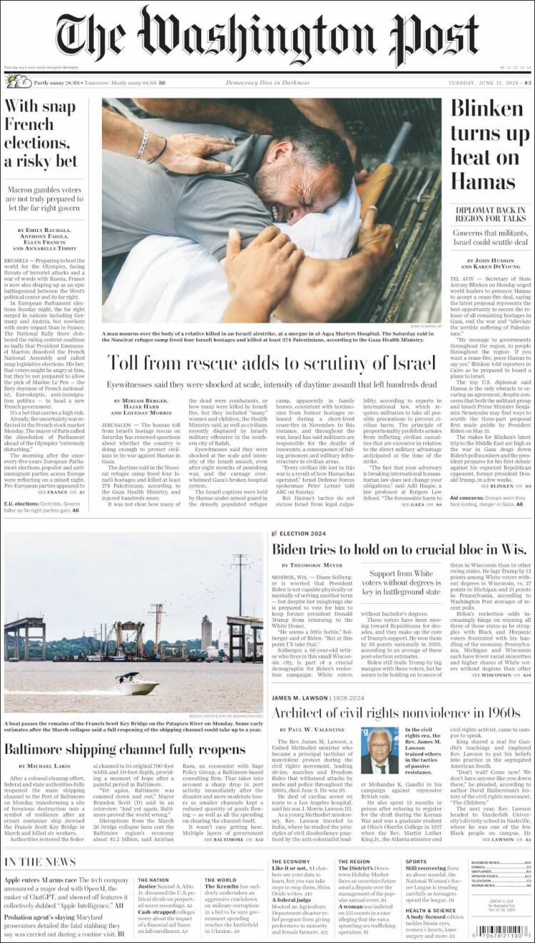 Portada de The Washington Post (USA)