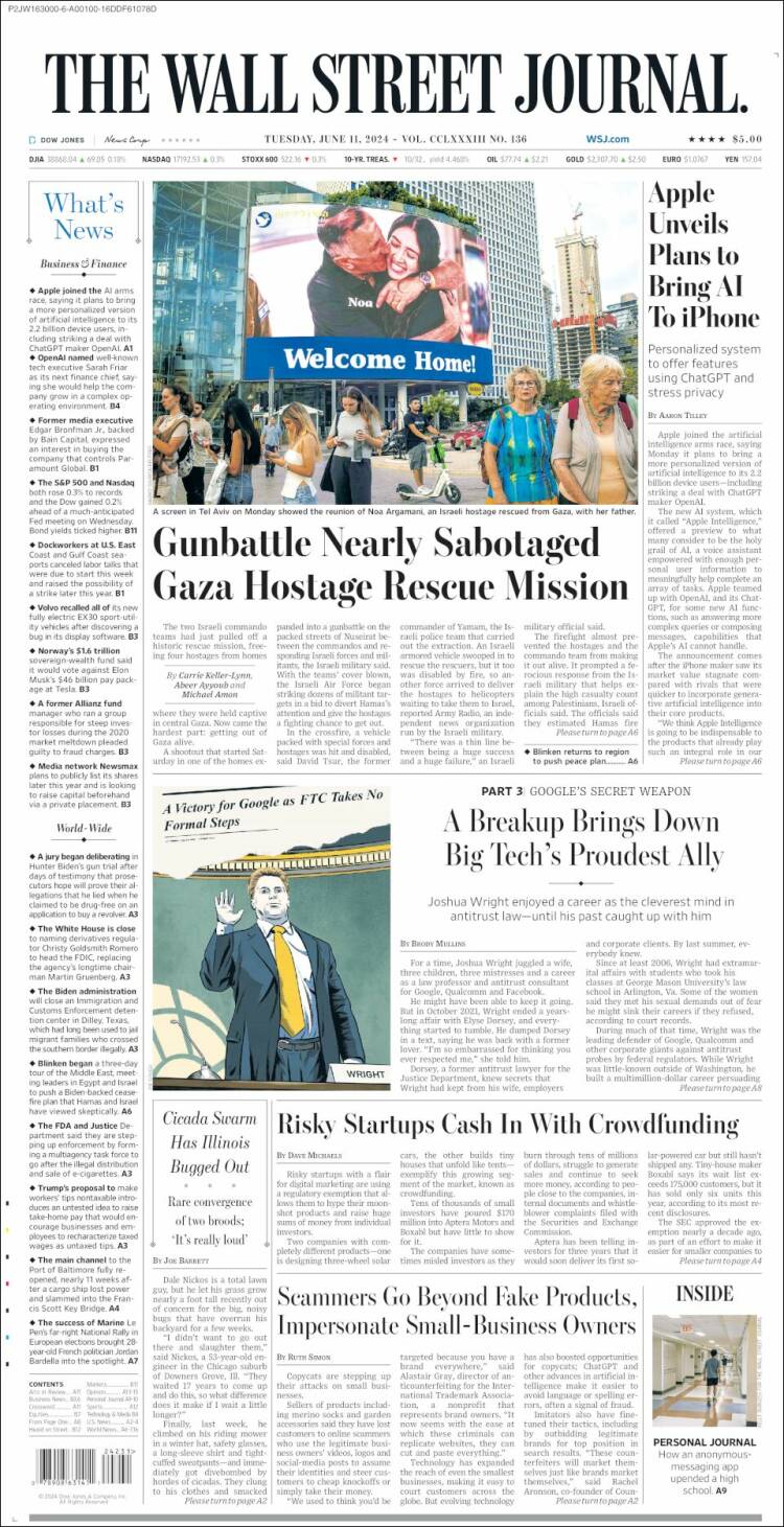 Portada de Wall Street Journal (USA)