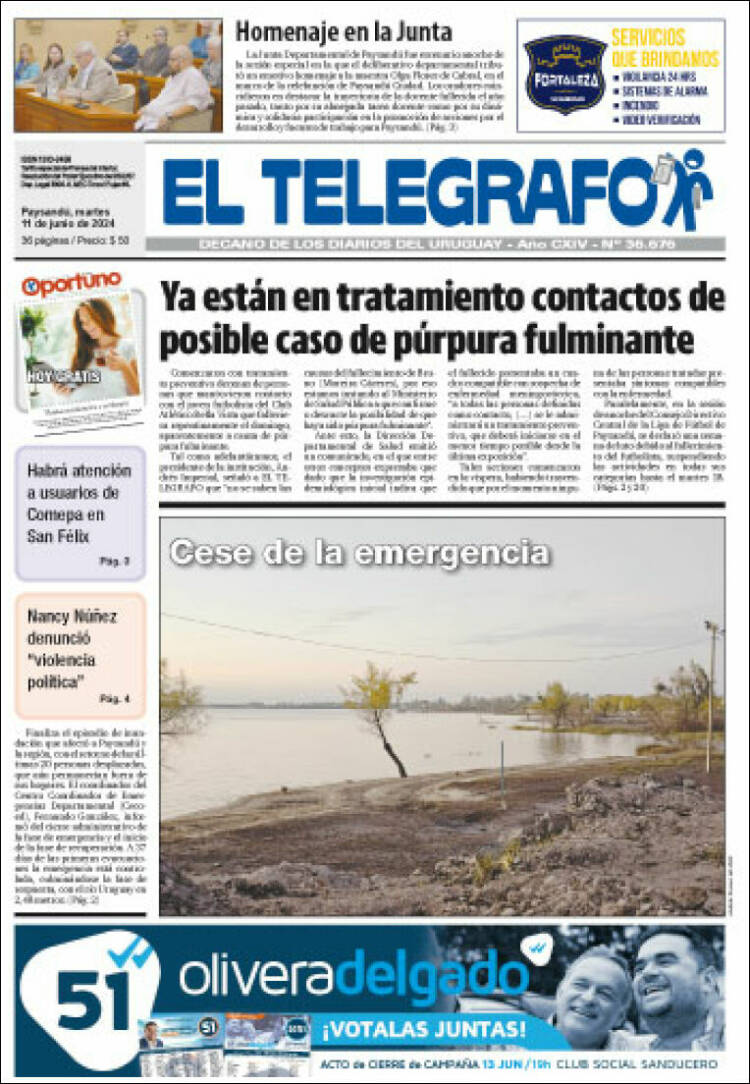 Portada de El Telégrafo (Uruguay)