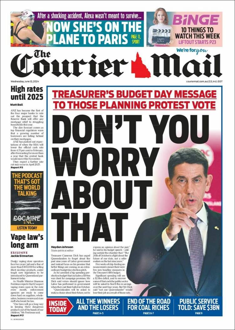 Portada de The Courier-Mail (Australia)