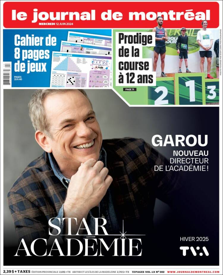 Portada de Le Journal de Montréal (Canadá)