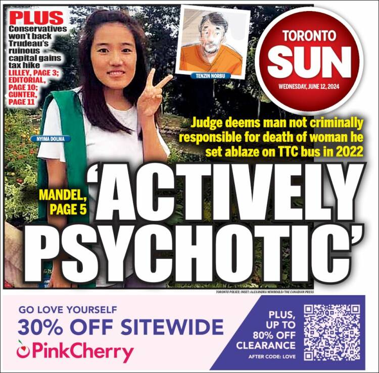 Portada de The Toronto Sun (Canadá)