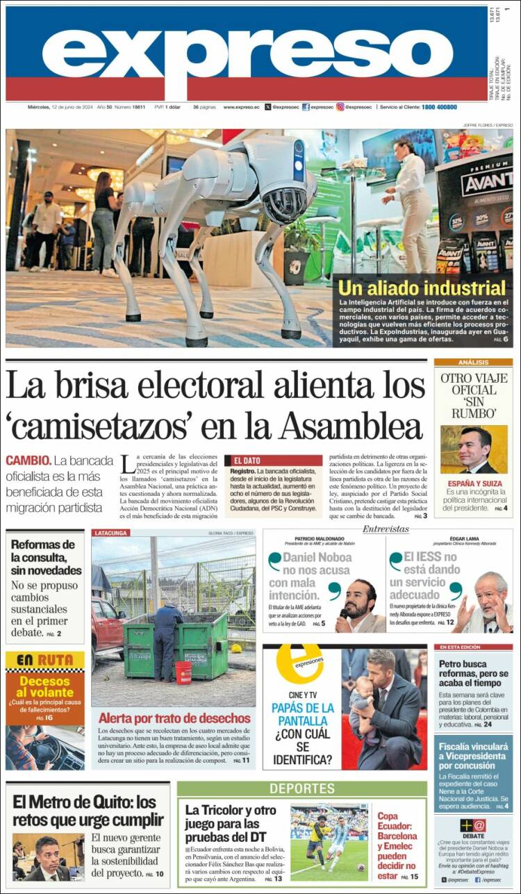 Portada de Expreso (Ecuador)