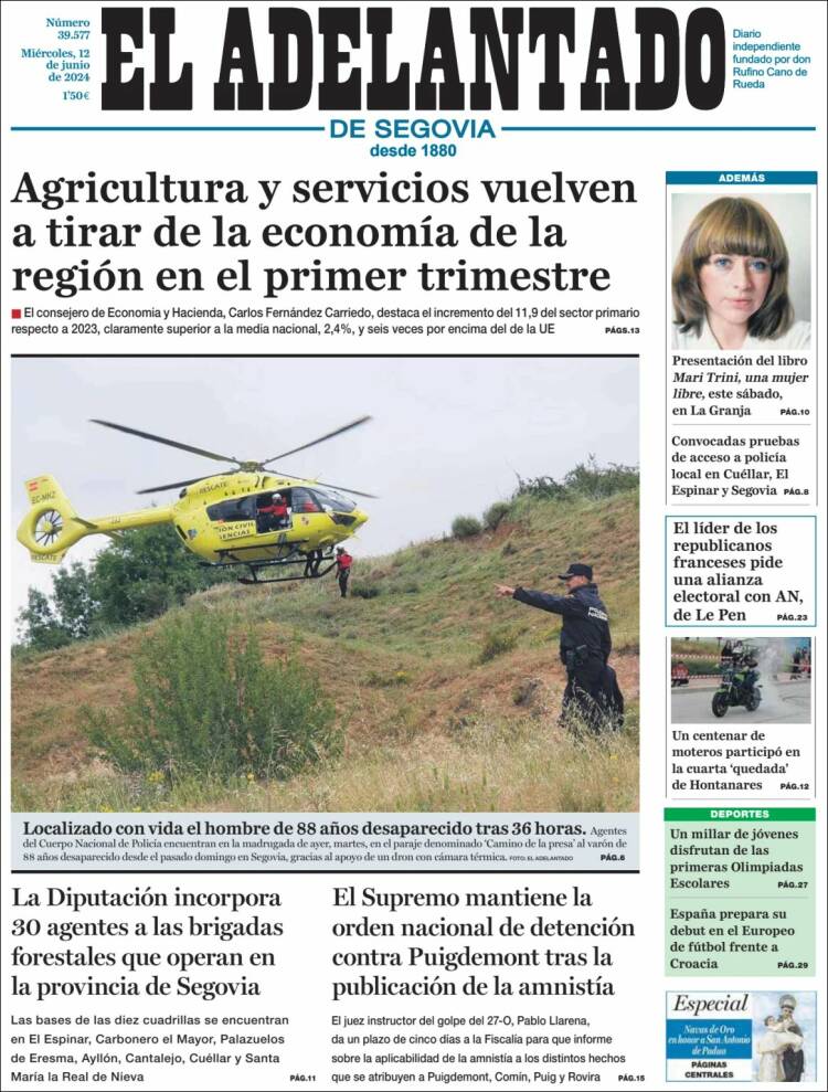 Portada de El Adelantado de Segovia (España)