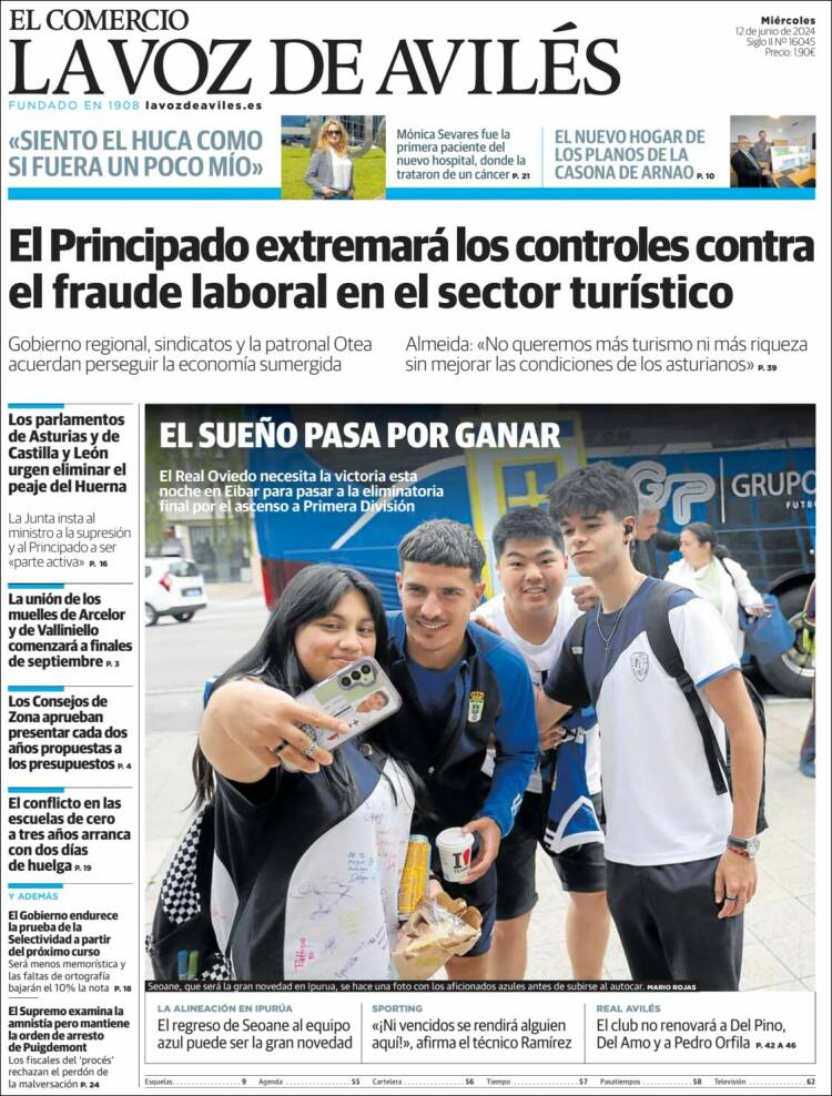 Portada de El Comercio - Avilés (España)