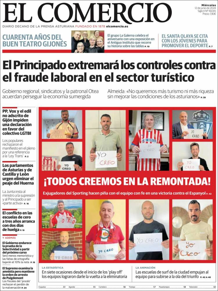 Portada de El Comercio - Gijón (España)