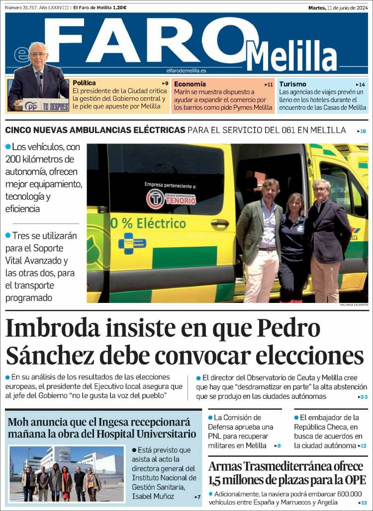 Portada de El Faro de Melilla (España)