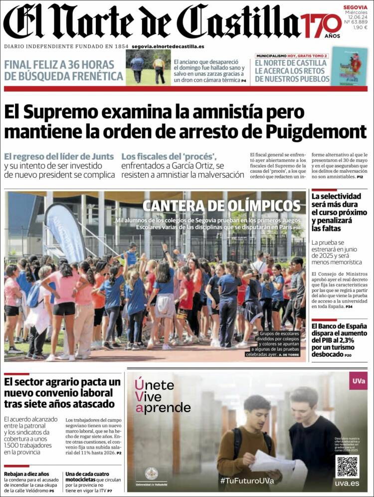 Portada de Norte de Castilla - Segovia (España)