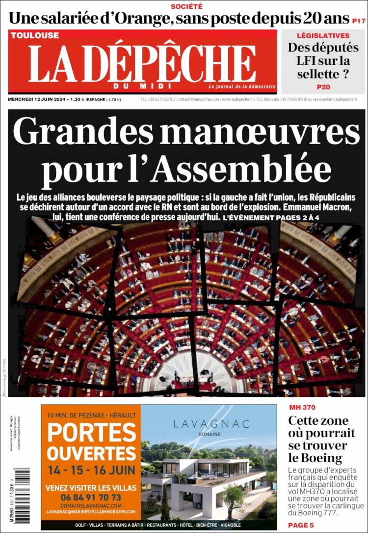 Portada de La Dépêche du Midi (Francia)
