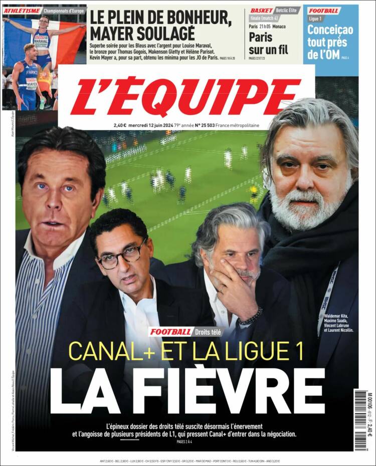 Portada de L'Equipe (Francia)