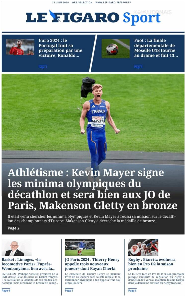 Portada de Le Figaro Sport (Francia)