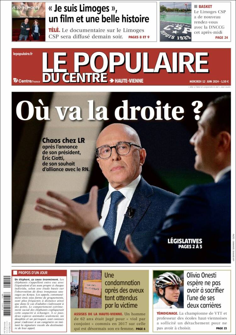 Portada de Le Populaire du Centre (Francia)