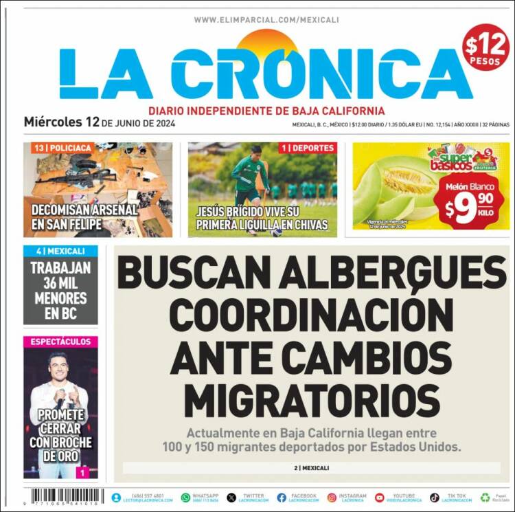 Portada de La Crónica de Baja California (México)
