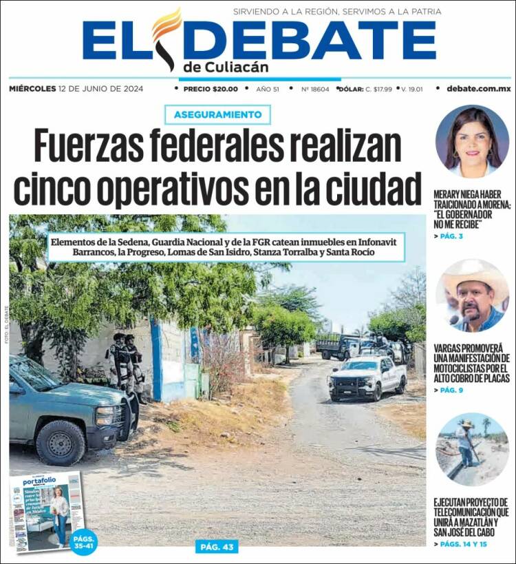 Portada de El Debate de Culiacán (México)