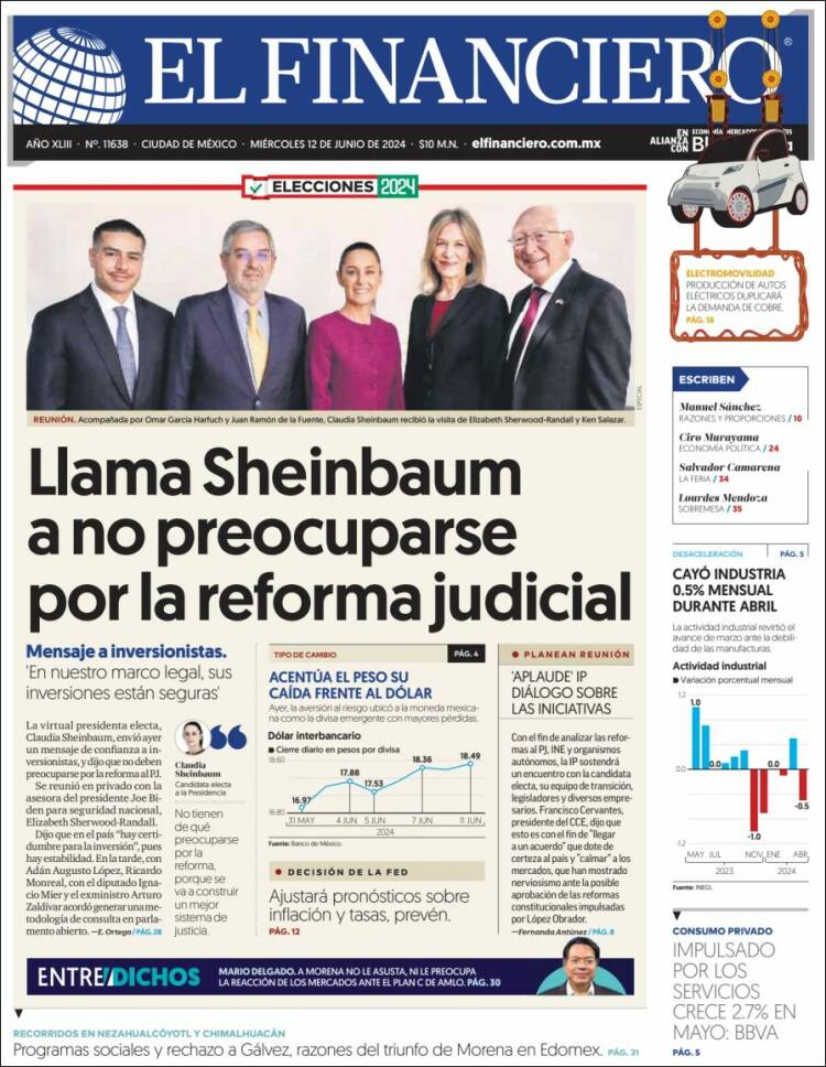 Portada de El Financiero (México)