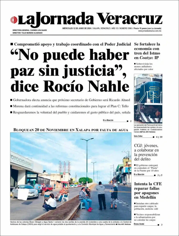 Portada de La Jornada Veracruz (México)