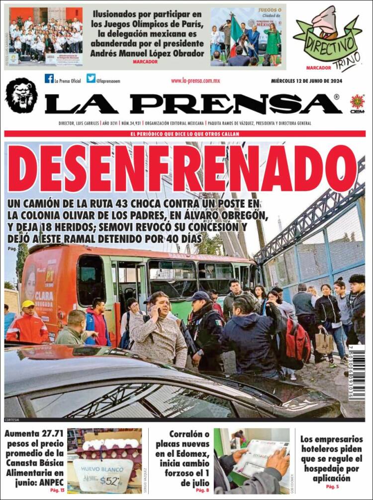Portada de La Prensa (México)