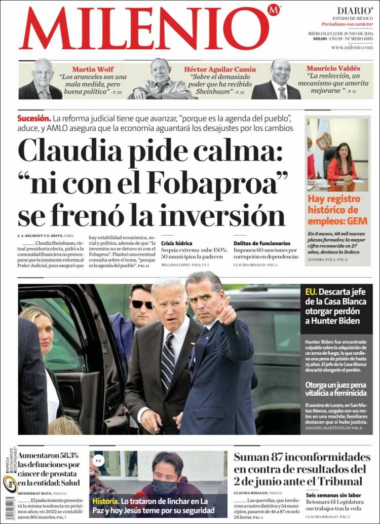 Portada de Milenio - Estado de México (México)