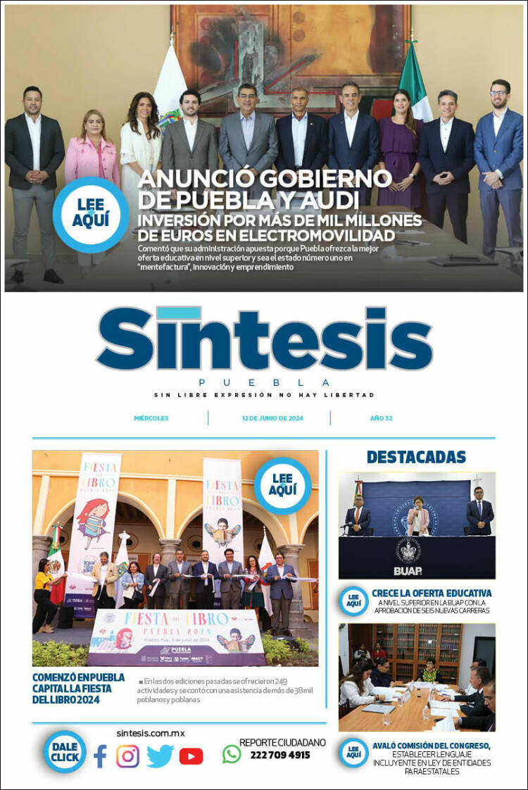 Portada de Síntesis - Puebla (México)