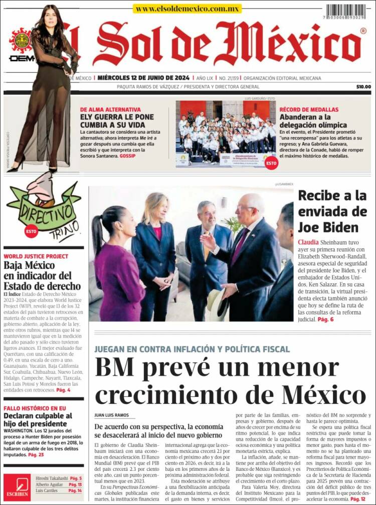Portada de El Sol de México (México)