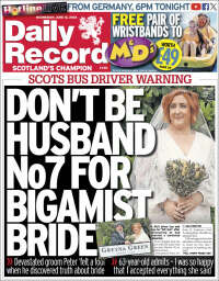 Portada de Daily Record (Reino Unido)
