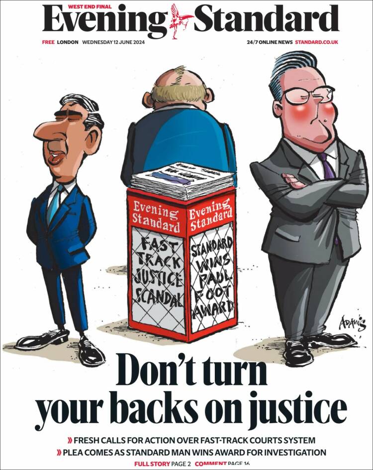 Portada de Evening Standard (Reino Unido)