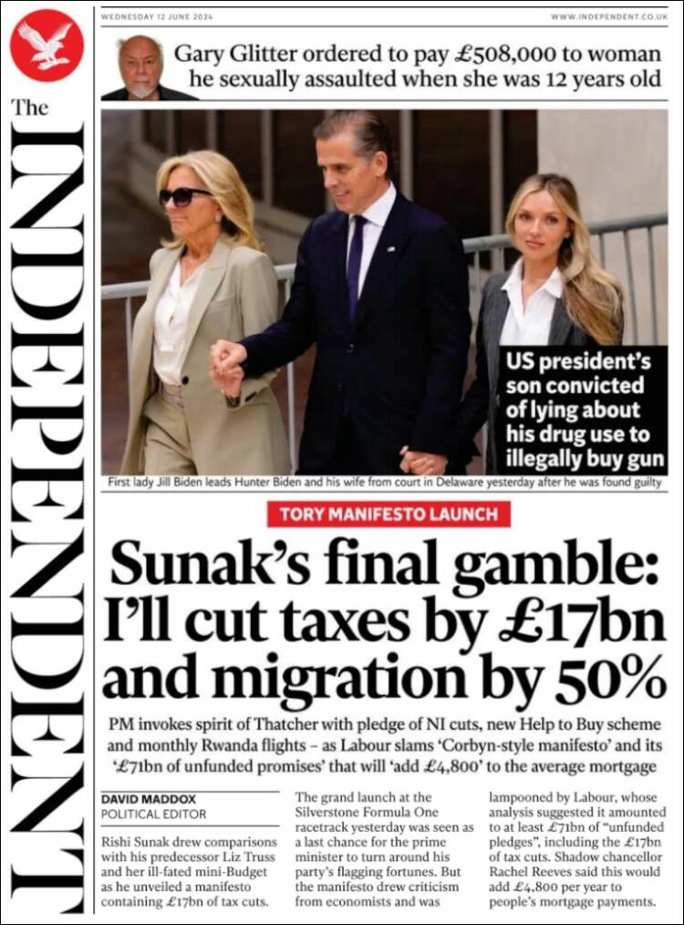 Portada de The Independent (Reino Unido)