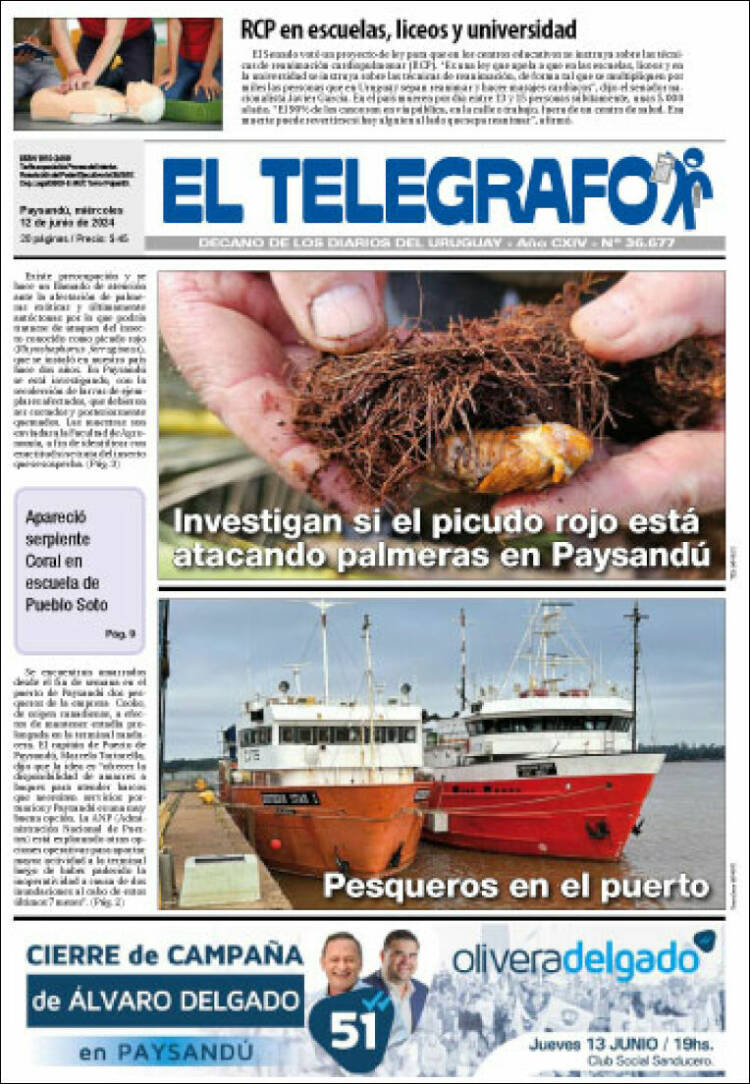 Portada de El Telégrafo (Uruguay)