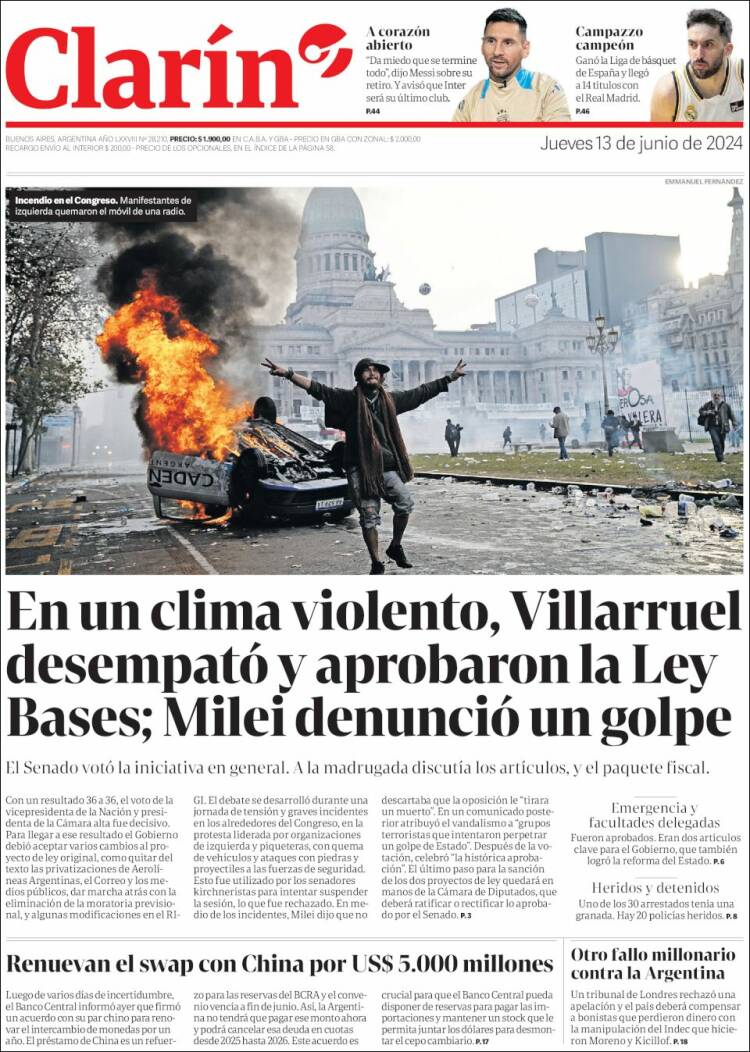 Portada de Clarín (Argentina)