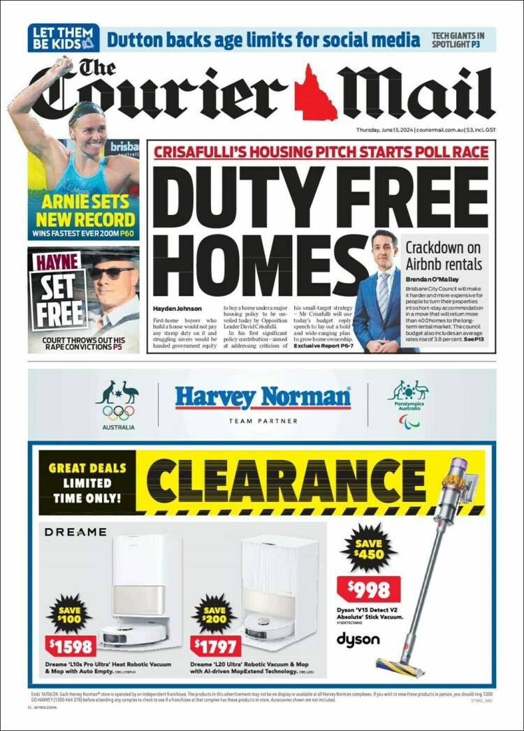 Portada de The Courier-Mail (Australia)