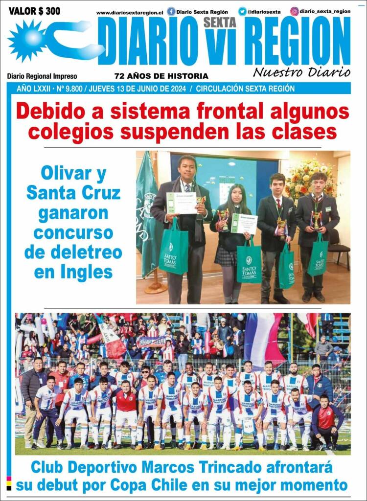 Portada de Diario VI Región (Chile)