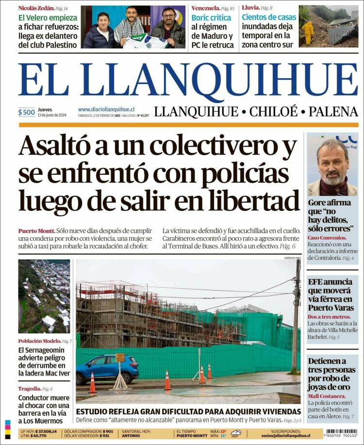 Portada de El Llanquihue (Chile)