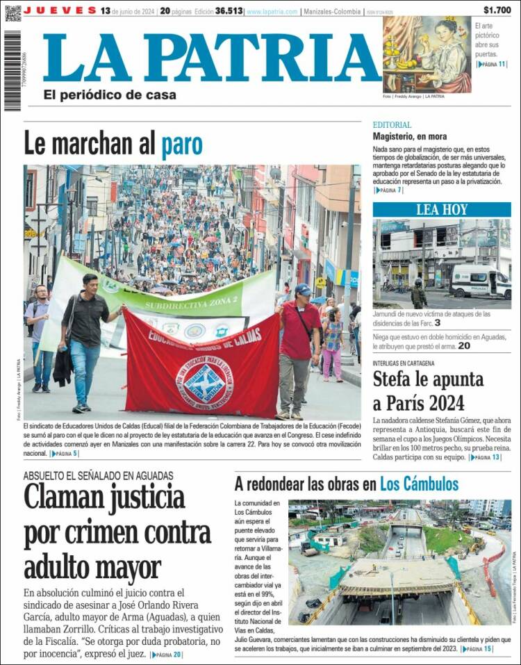 Portada de La Patria (Colombia)