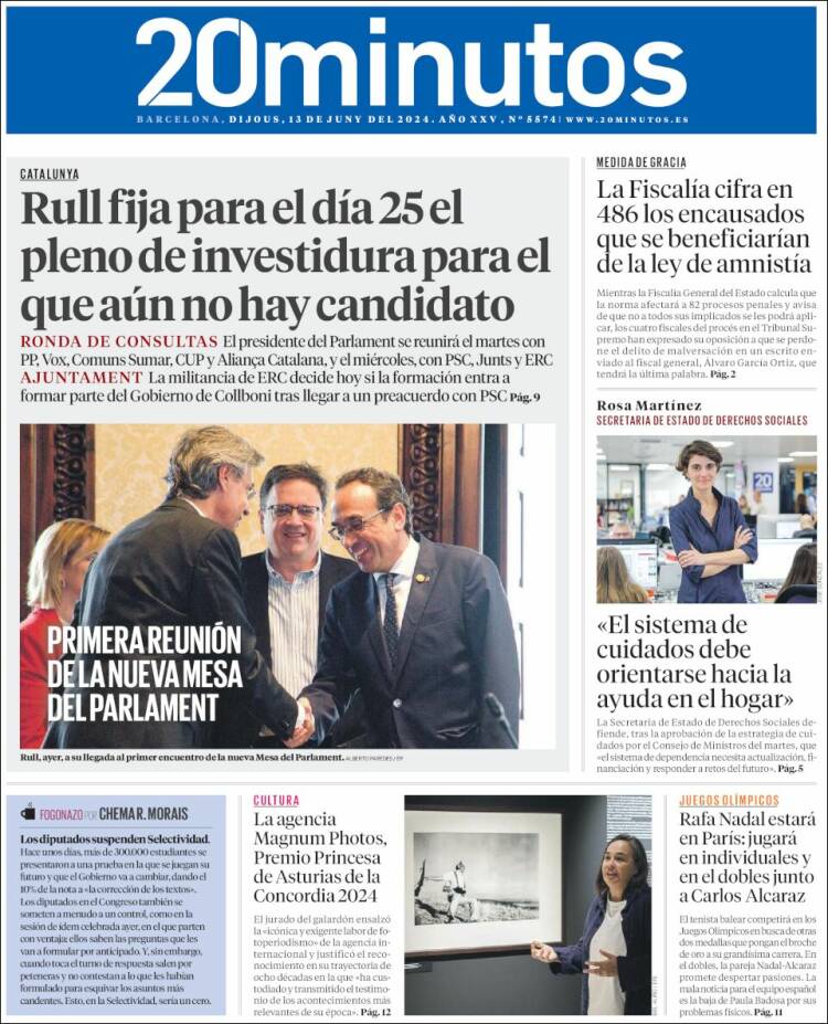 Portada de 20 Minutos - Barcelona (España)