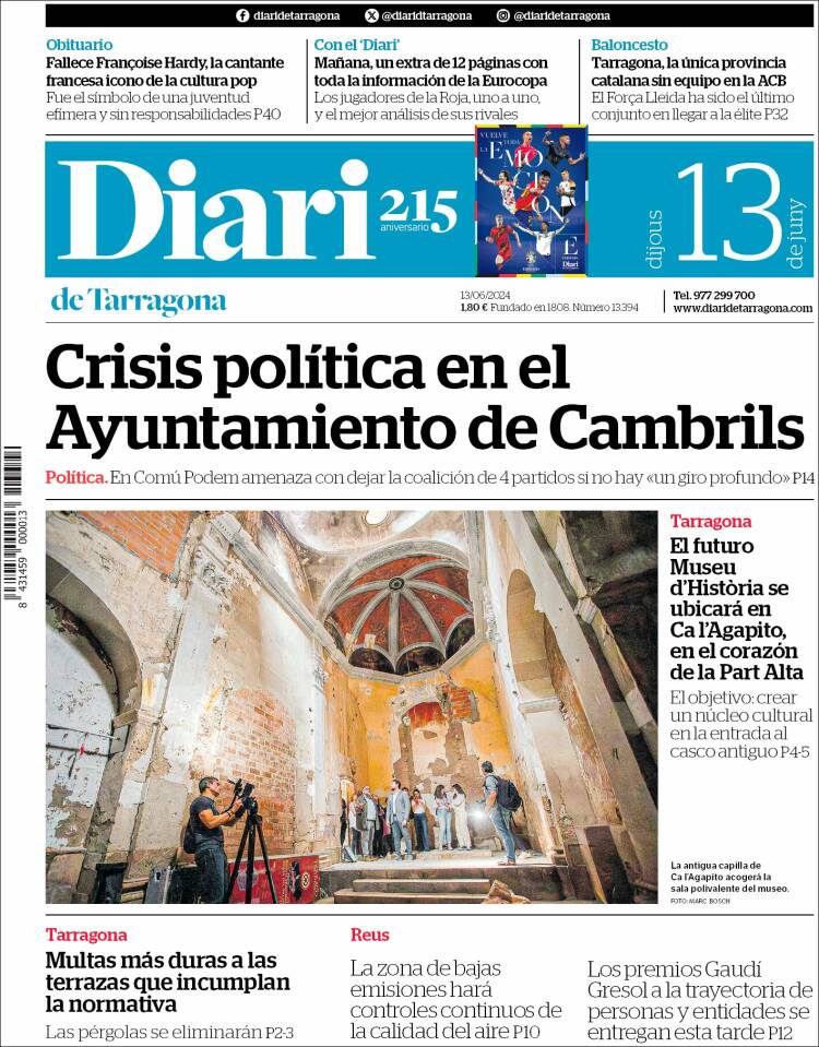 Portada de Diari de Tarragona (España)