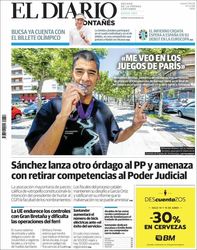 Portada de El Diario Montañés (España)