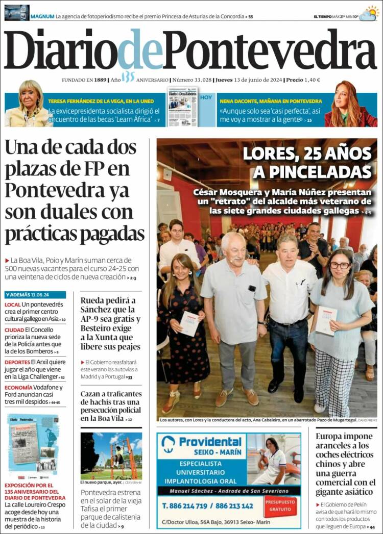 Portada de Diario de Pontevedra (España)