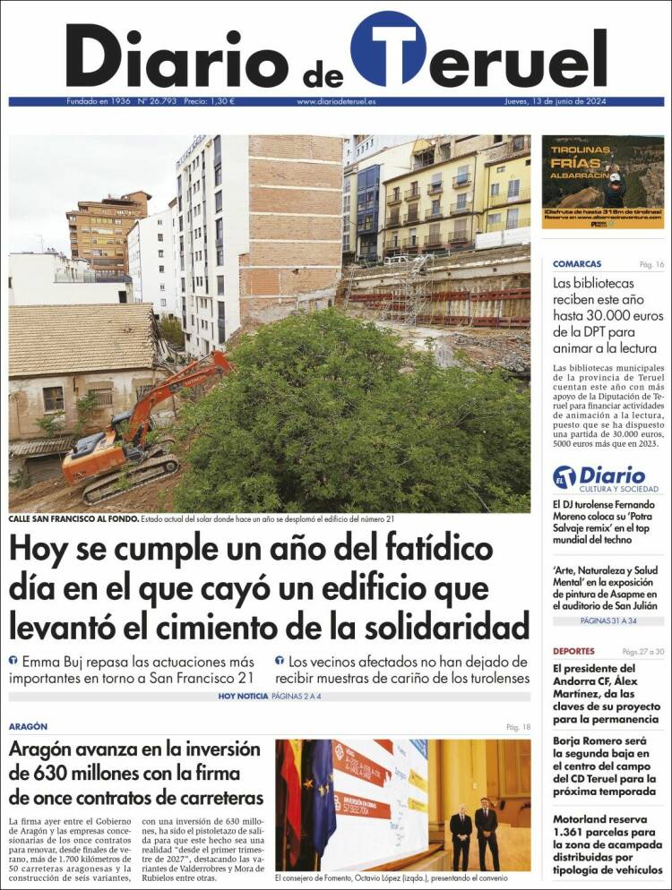Portada de Diario de Teruel (España)